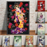 diy 5d diamond painting resin mosaic anime japan japanese geisha woman embroidery cross stitch kits home wall decor