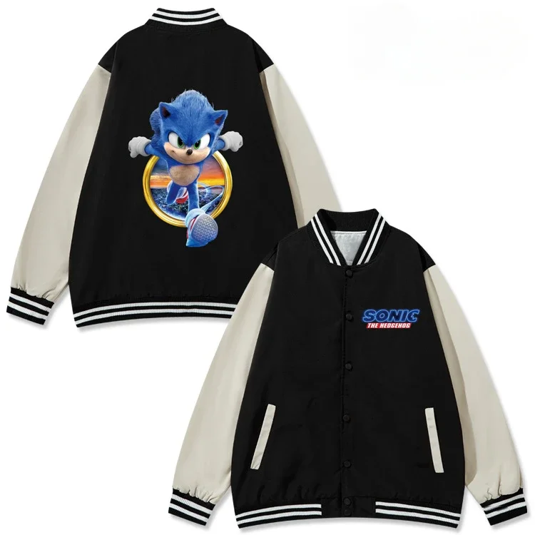 

Sonic's Surrounding Color-blocking Baseball Uniform Jacket Sweater Autumn and Winter Men's and Women's Trendy Clothing