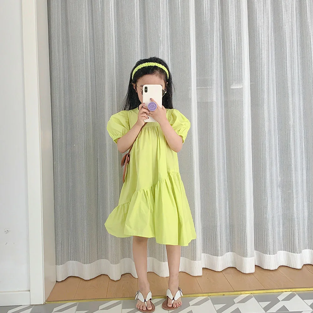 Однотонные платья с цветами для девочек Повседневное платье принцессы вечерние