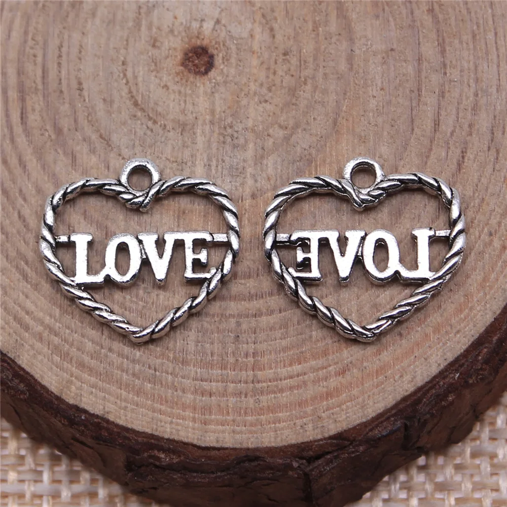 30Pcs 14x15mm Antique Silver Color Love Heart Charms Pendant for Jewelry Making DIY Jewelry Accessories for Jewelry Wholesale