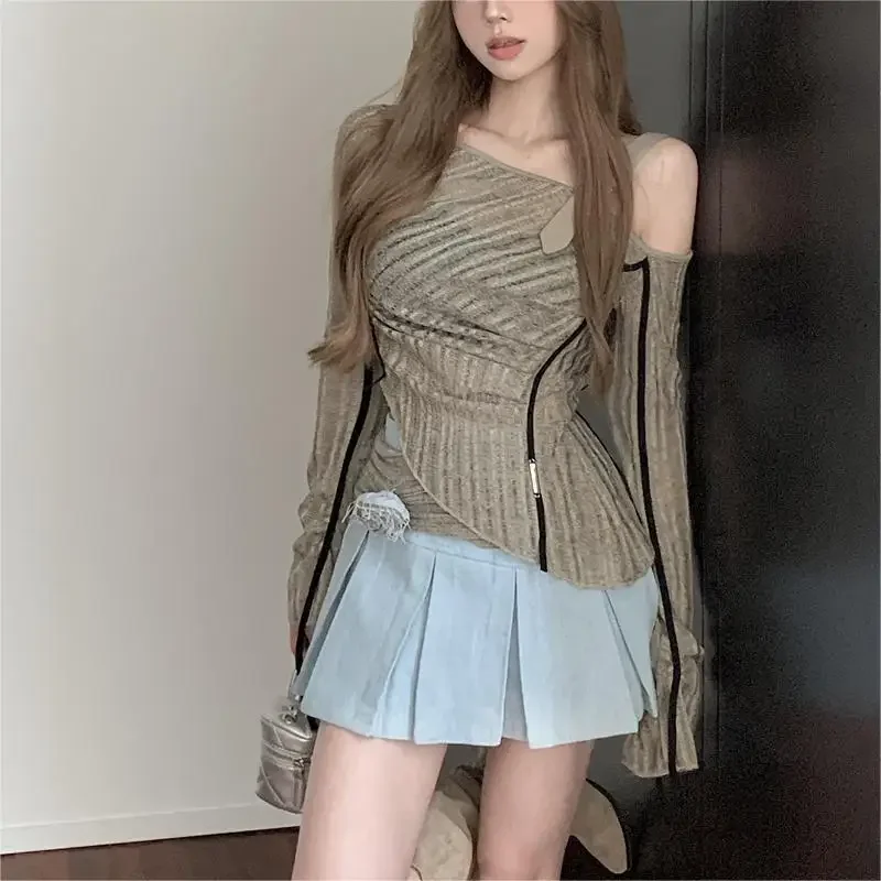 Осень-зима женский вязаный пуловер с длинными рукавами и поясом приталенный крой