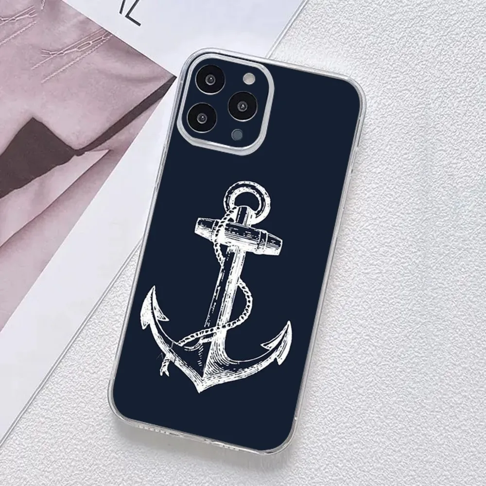Чехол для телефона с якорем лодкой кораблем iPhone 11 12 Mini 13 14 15 Pro XS Max X 8 7 6s Plus 5 SE XR