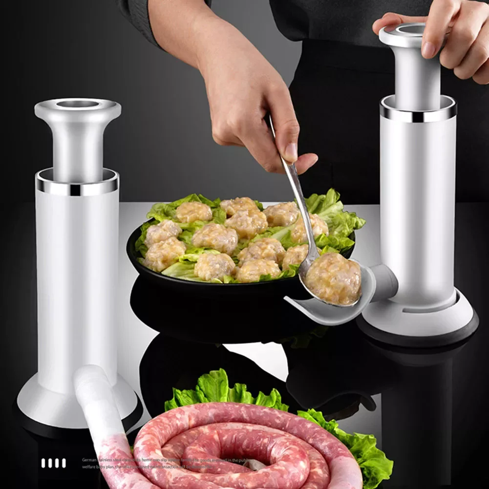 

NEW 2 In 1 Sausage Filling Tool Stainless Steel Meatball Making Tool Fully Automatic Meat Stuffer Sausage Maker Safe Kitchen Gad