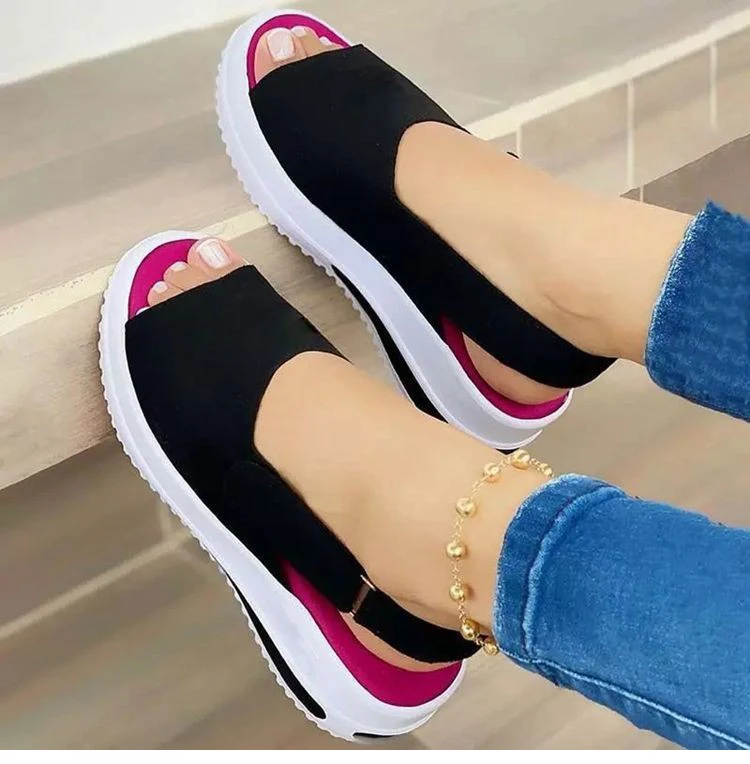 

Сандалии женские на платформе, эластичная ткань, удобная прогулочная обувь, модные босоножки, Повседневная летняя обувь