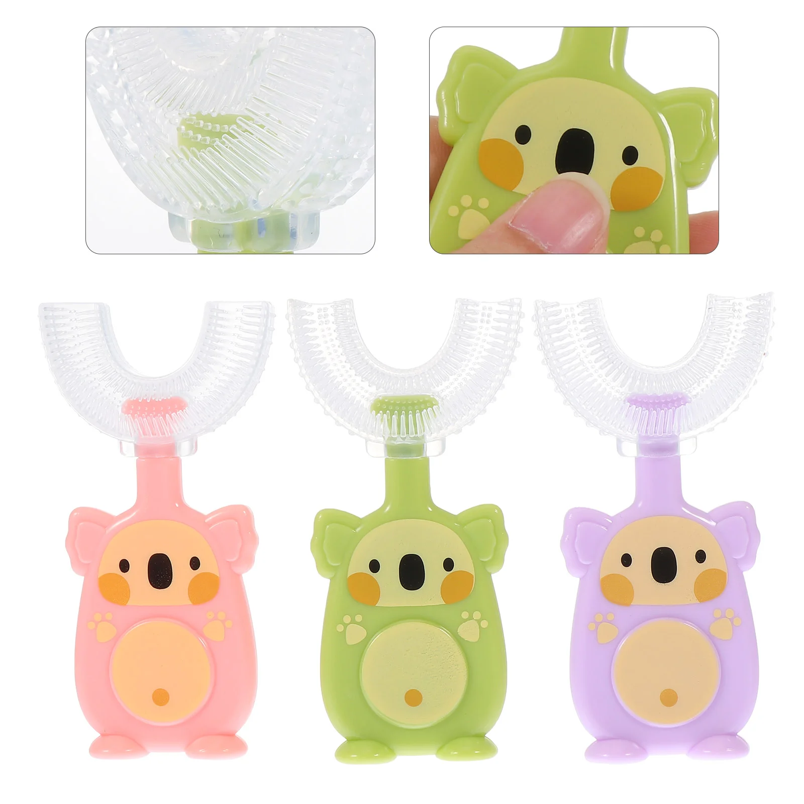 

3Pcs Teeth Cleaning Tools Silicone Kids U-Shape Toothbrushes (Assorted Color)
