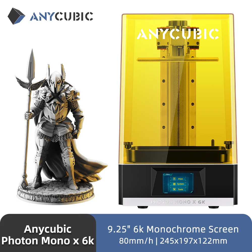 

ANYCUBIC Photon Mono X 6K LCD 3D Printer 9.25'' Large Screen 3D Printing 5.9L Build Volume UV Resin SLA 3D Printers