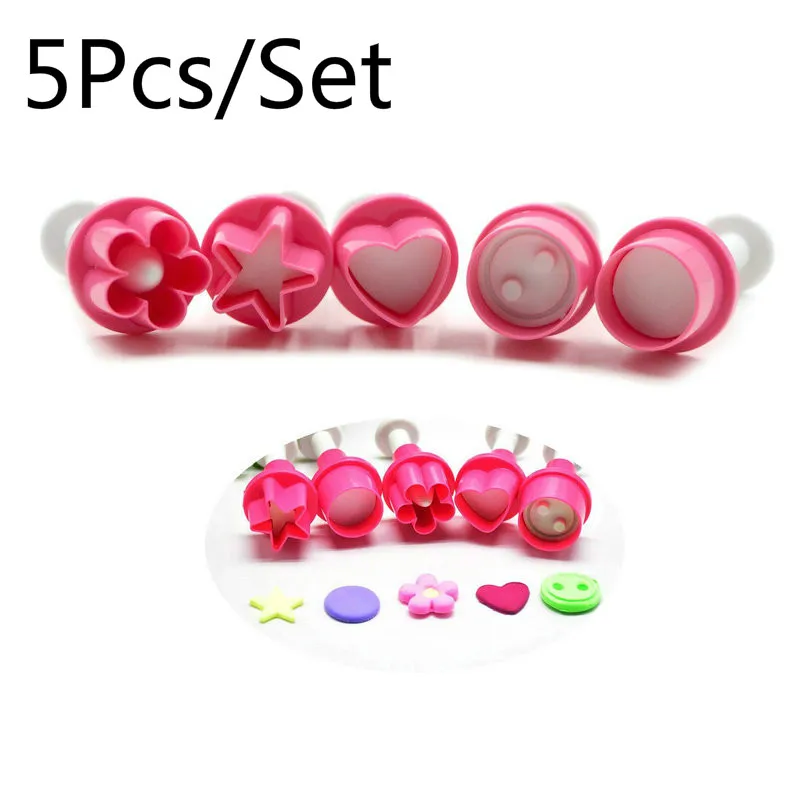 

5pcs Cookie Cutter Heart Star Plunger Cake Mold Button Plum Biscuit Fondant DIY Stamping Mould Sugarcraft Cake Decoration Tool