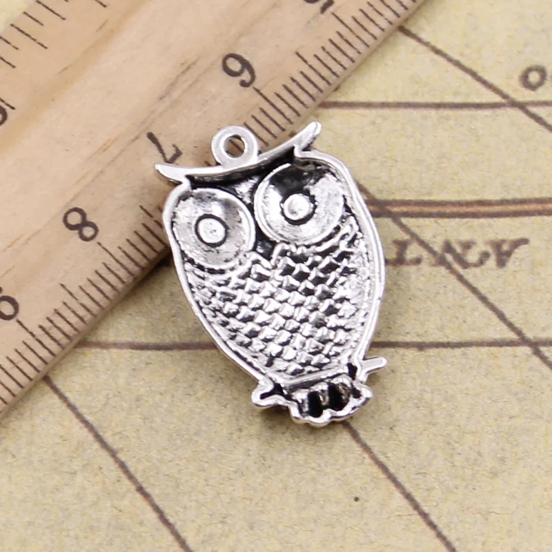 15pcs Charms owl standing branch 28x18mm Antique Silver Color Pendants Making DIY Handmade Tibetan Finding Jewelry Crafts | Украшения и