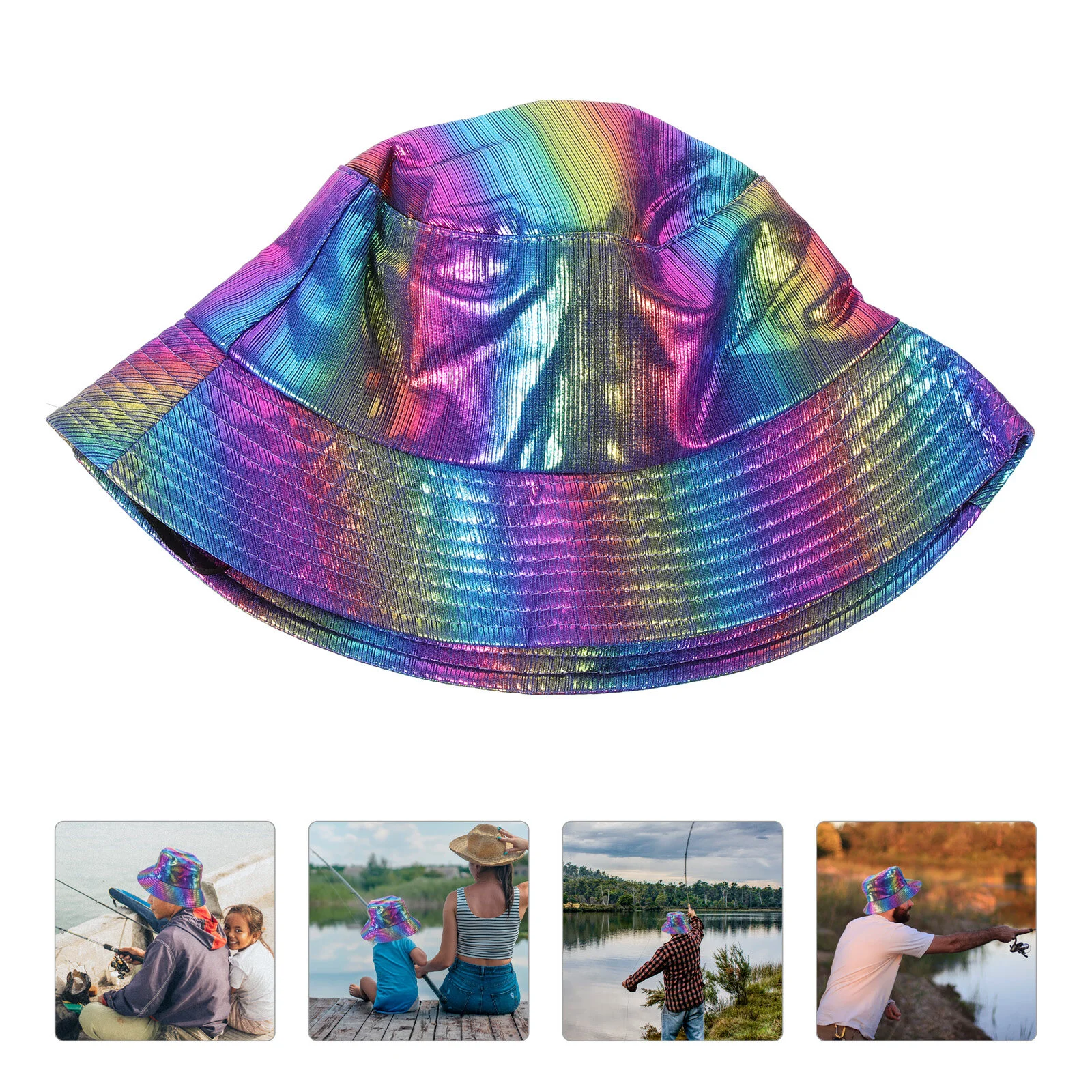 

Hat Cap Fisherman Bucket Outdoor Beach Party Sun Summer Women Caps Visor Hiking Hats Packable Reflective Night Festival Runner