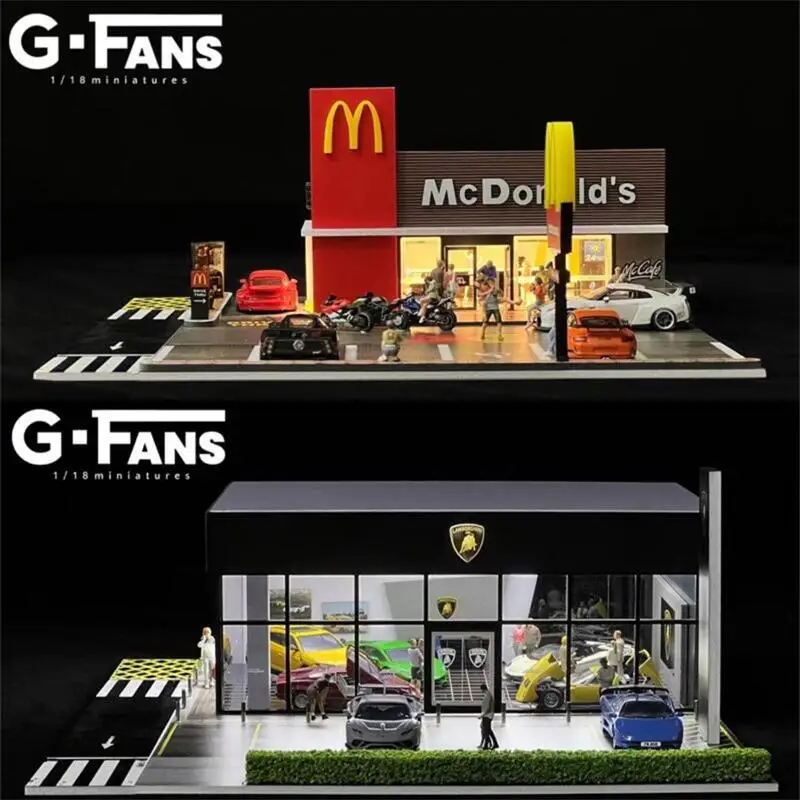 WomenOne PiecePajamas G-FANS 1:64 LED Light Diorama: MC Food Burger Shop and Lambo Center Scene Model Building with Parking WomenOne PiecePajamas G-FANS 1:64 LED Light Diorama: MC Food Burger Shop and Lambo Center Scene Model Building with Parking