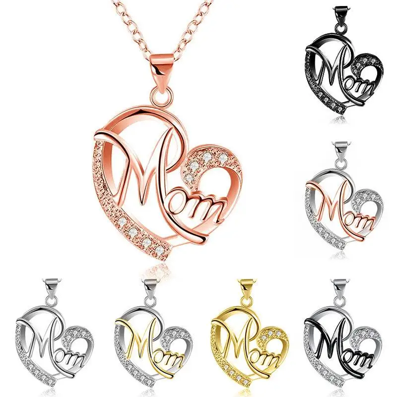 HOYON rose gold white gold yellow gold color women's necklace color heart-shaped diamond zrion gift for mom with gift box