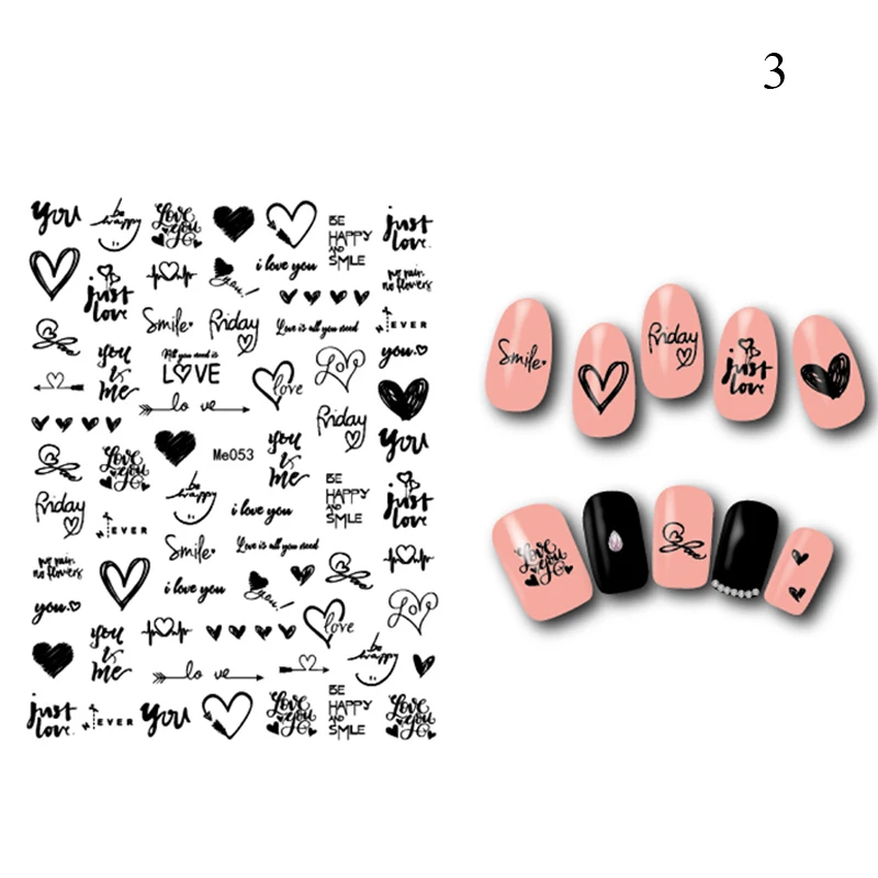 

Love Heart Nail Stickers Decal Nail Slider Colorful Nail Decoration Manicure DIY Art Holographic Self-Adhesive Valentine's Day