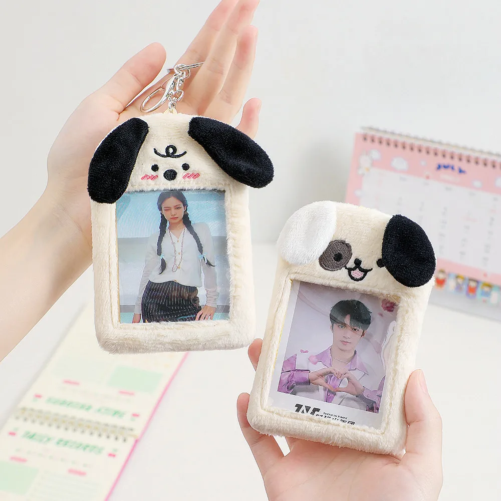 

Kawaii Plush Dog Star Chasing Photocard Holder Ins Kpop Idol Photo Card Holder Case Girl Cute Keychain ID Credit Bank Protector