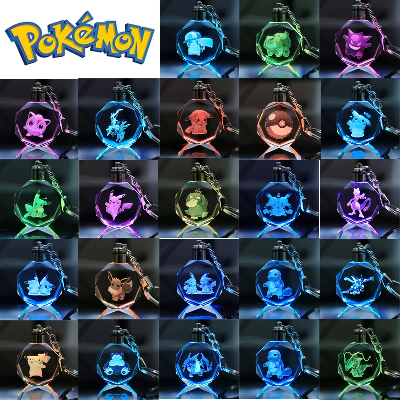 

Pokemon Action Figure Pikachu Keychain Pokémon Keychain Squirtle Psyduck Backpack Pendant Model Crystal Luminous Keychain