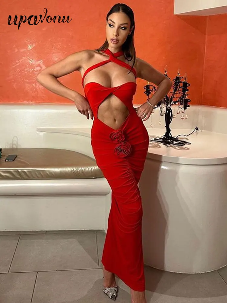 

Женское длинное платье с V-образным вырезом, без рукавов