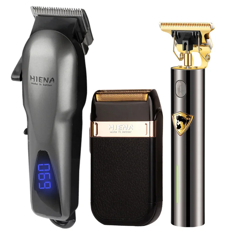 

Professional Barber Hair Clipper Trimmer Men Rechargeable Electric T-Blade Finish Cutting Machine Beard Shaver Cordless Haircut