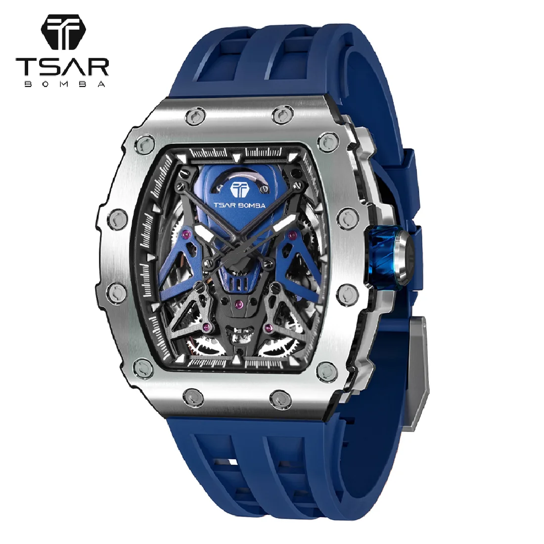 

TSAR BOMBA 2022 New Men Automatic Mechanical Watch Tonneau Wristwatch Waterproof Clock Luxury Fashion Watches for Men