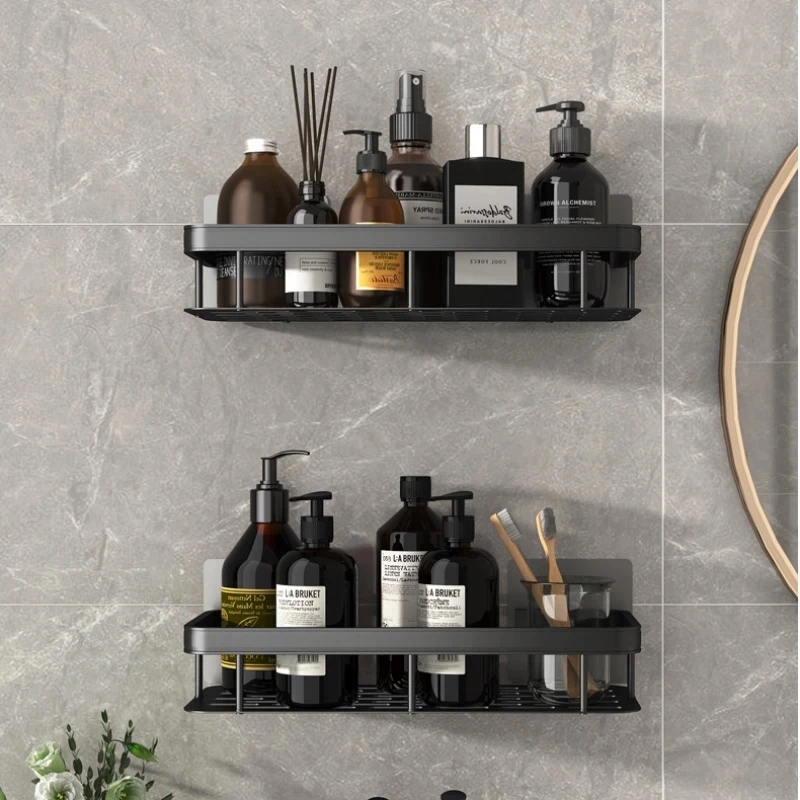 punch free bathroom shelf space aluminum corner shelves suction cup triangle basket shower rack for bathroom accessories set free global shipping
