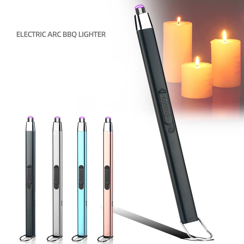 

USB Electric Rechargeable Long Kitchen Lighter for Stove Windproof LED Plasma Arc Flameless Candle Unusual Lighters Outdoor