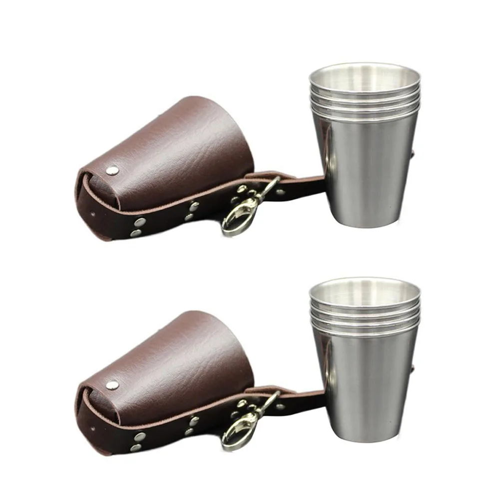 

8 шт., портативные кожаные чехлы для кемпинга, походов, 70 мл