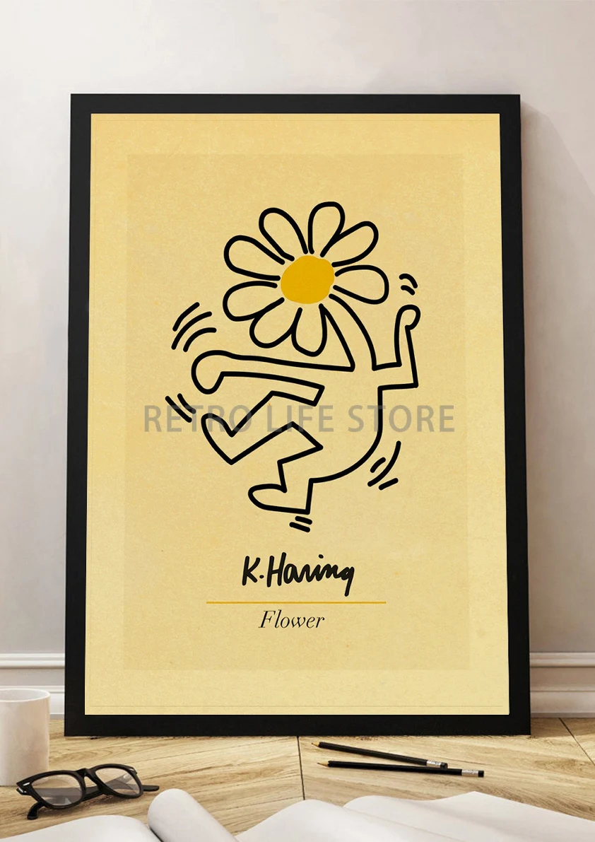 Настенная живопись Keith Art винтажная коллекция из крафт-бумаги Постер Haring Pop Shop