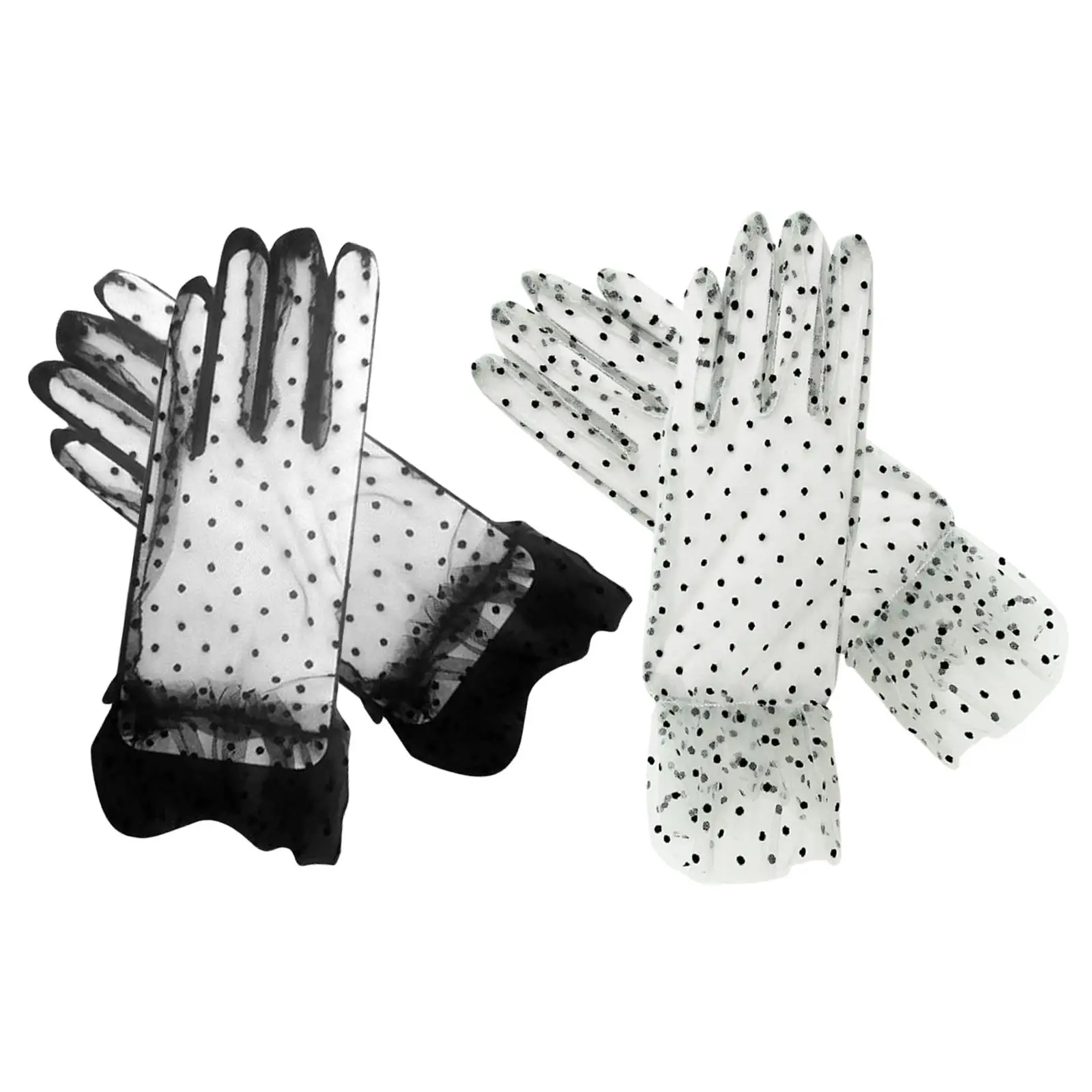 

2 Pieces Lace Gloves Tulle Mesh for Party Costume Favors Accessories Wedding