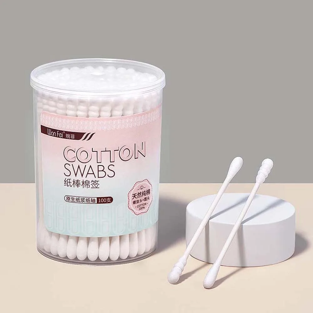 

Ear Pick Cleaner Double Head Cotton Swabs Ear Cleaner Spoon Cotton Bud Makeup Cotton Stick Makeup Tool with Case Household