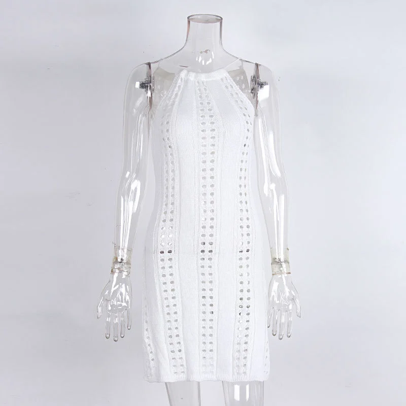 Летняя Повседневная вязаная накидка на бикини короткое пляжное платье женский