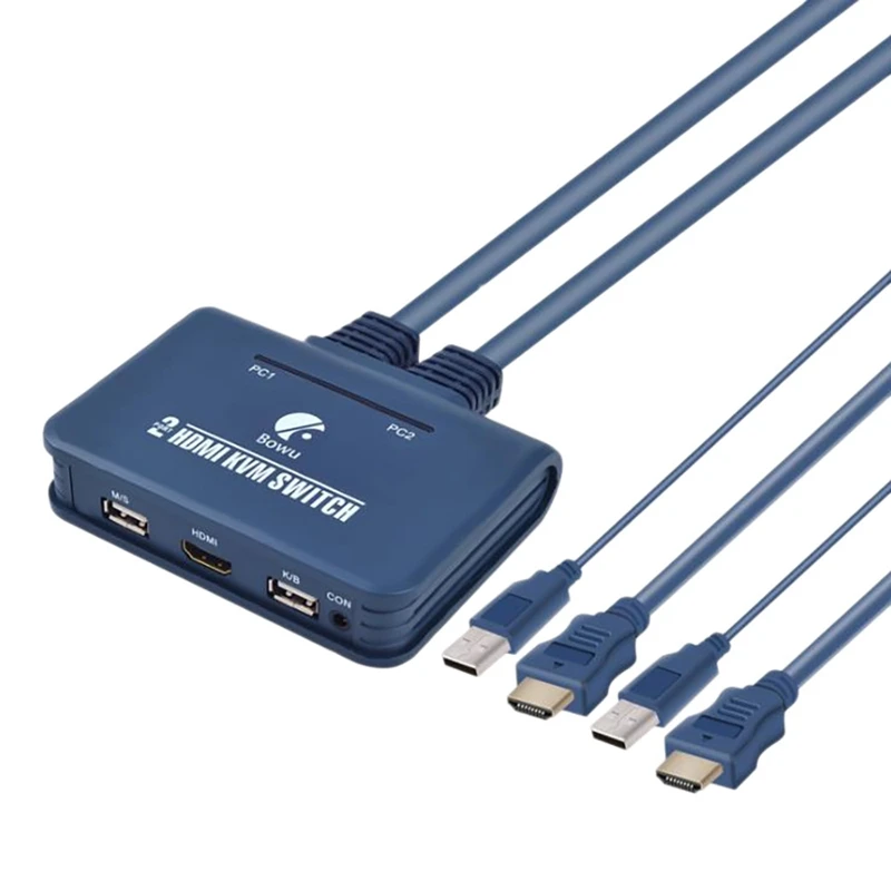 

2 порта USB HDMI-совместимый KVM переключатель с кабелем для двух мониторов