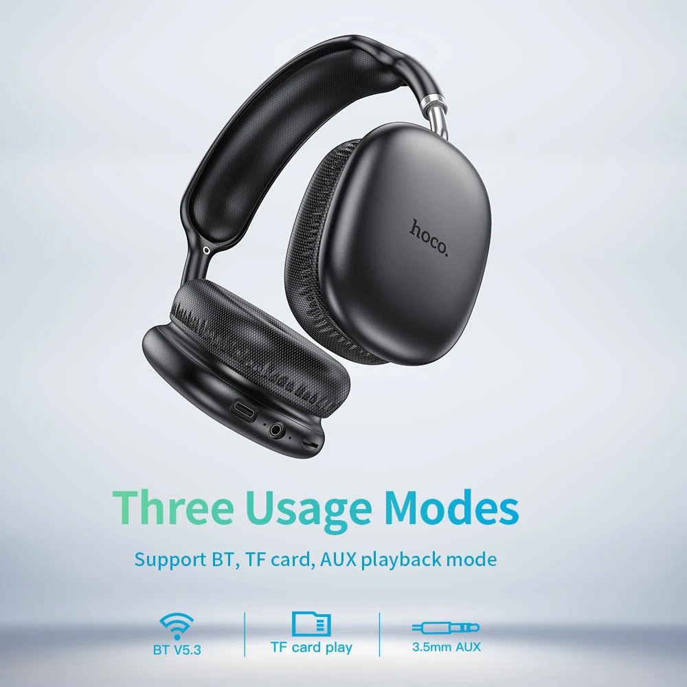 HOCO W35 Air Накладные Bluetooth-наушники Беспроводная спортивная гарнитура Поддержка TF-карты AUX-режим Stereo Smart Gaming Студенческие наушники (art.: 3920cbcf33a6e) - 3920cbcf33a6e