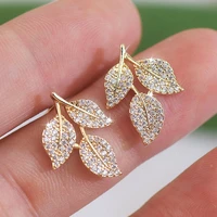 new french light luxury exquisite leaf inlay super many zircon women earrings fashion charm ladies stud earring holiday gift