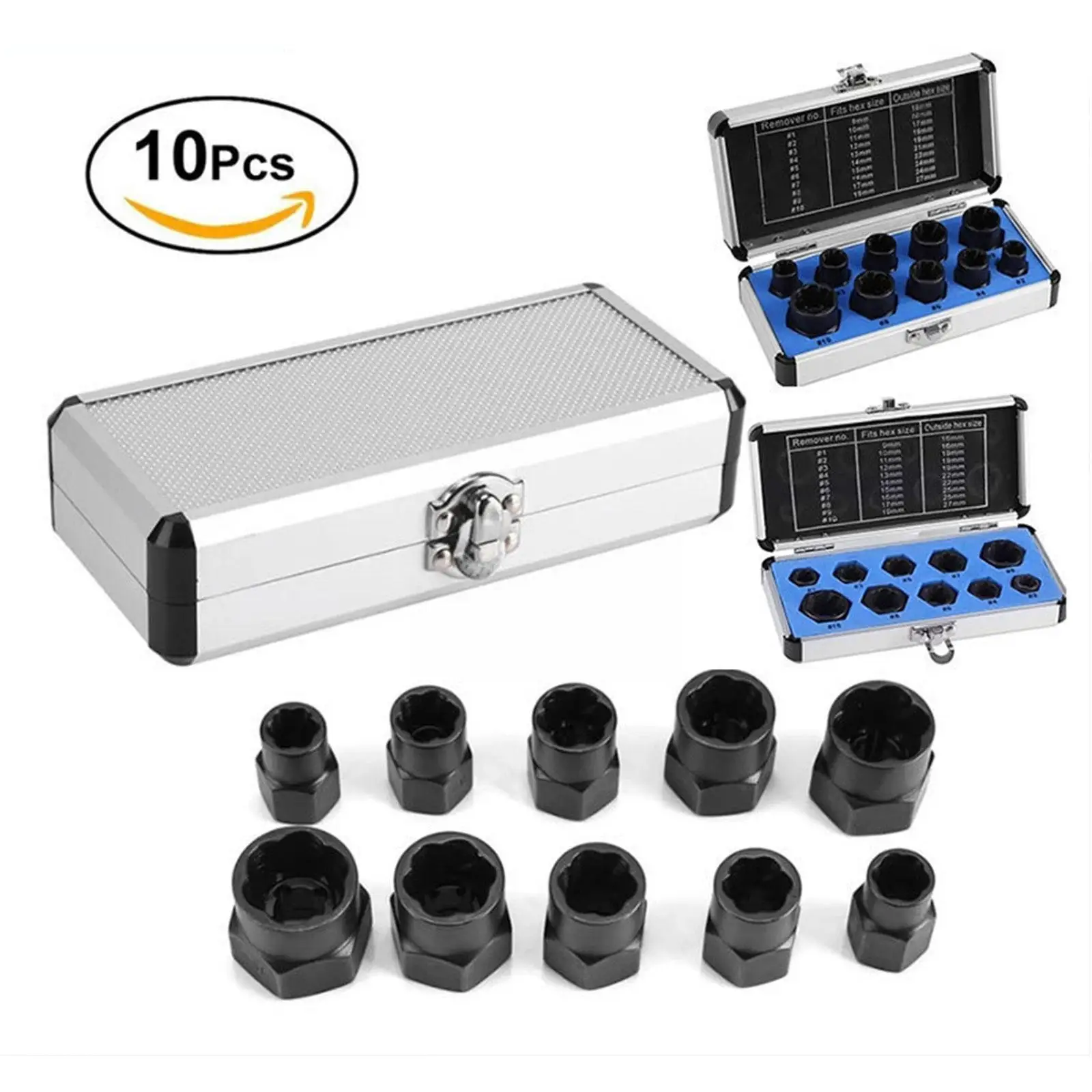 

NEW 10pcs 9-19mm Damaged Nut Bolt Remover Kit Stud Bolt Extractor Broken Threading Screw Tools Tool Set Remover Hand Инстру W0P3