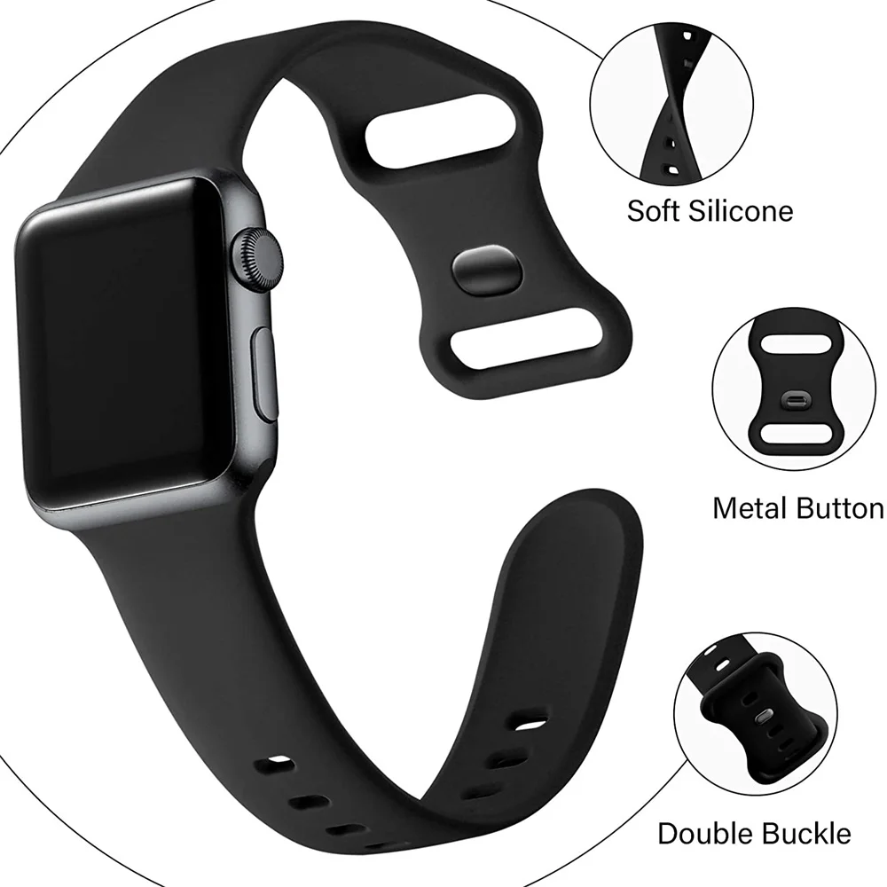 Silicone Strap For Apple watch 49mm 45mm 44mm 42mm 41mm 40mm Sports Soft Bracelet Wristband For iWatch Series UItra 8 7 6 se 5 4