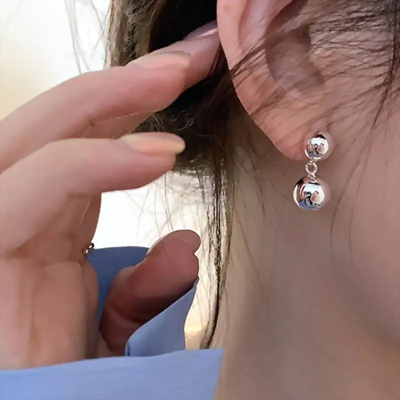 

Luxury Design Metallic Ball Earrings For Women Korean Style Delicate Simple New Jewellery
