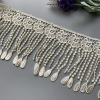 2 yard tassel ivory plum flowers pearl lace trimmings ribbons beaded fabric embroidered curtain sewing wedding dress clothes new