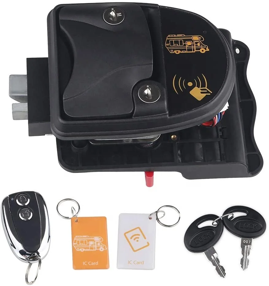 

RV Door Lock - IC Card Wireless Remote Control RV Entry Door Latch Zinc Alloy for Caravan Camper Bus Yacht Ferry Truck