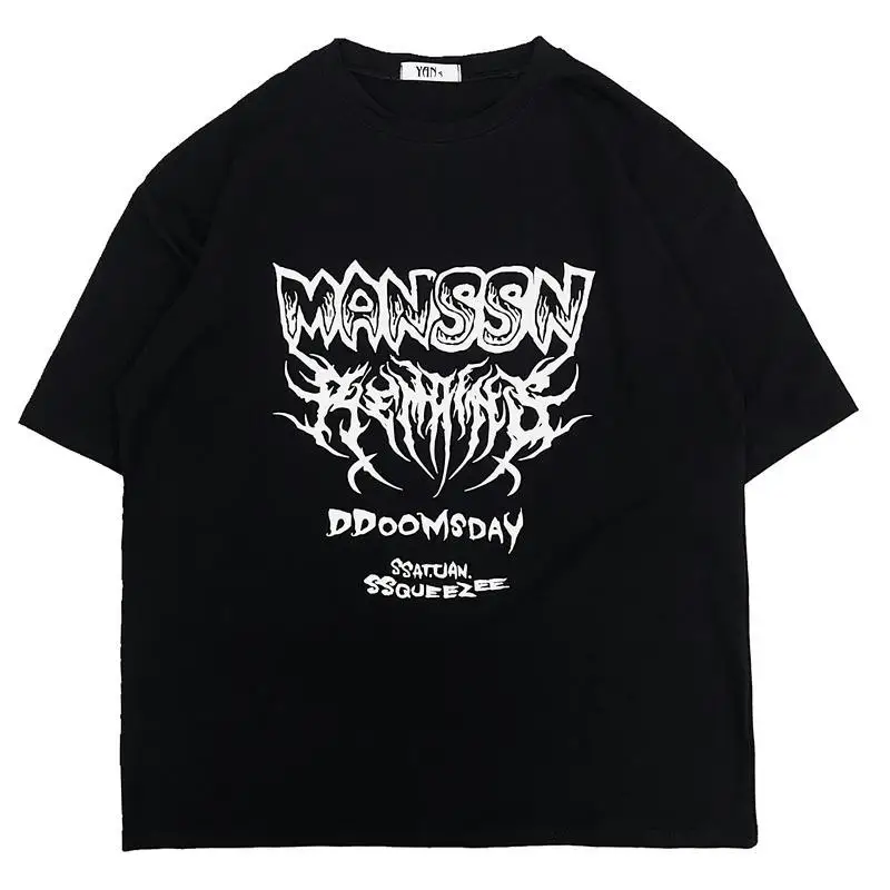 

2022 Summer Y2K Women's T-shirt high street bereavement graphic t shirts print loose short-sleeved hip-hop top men women