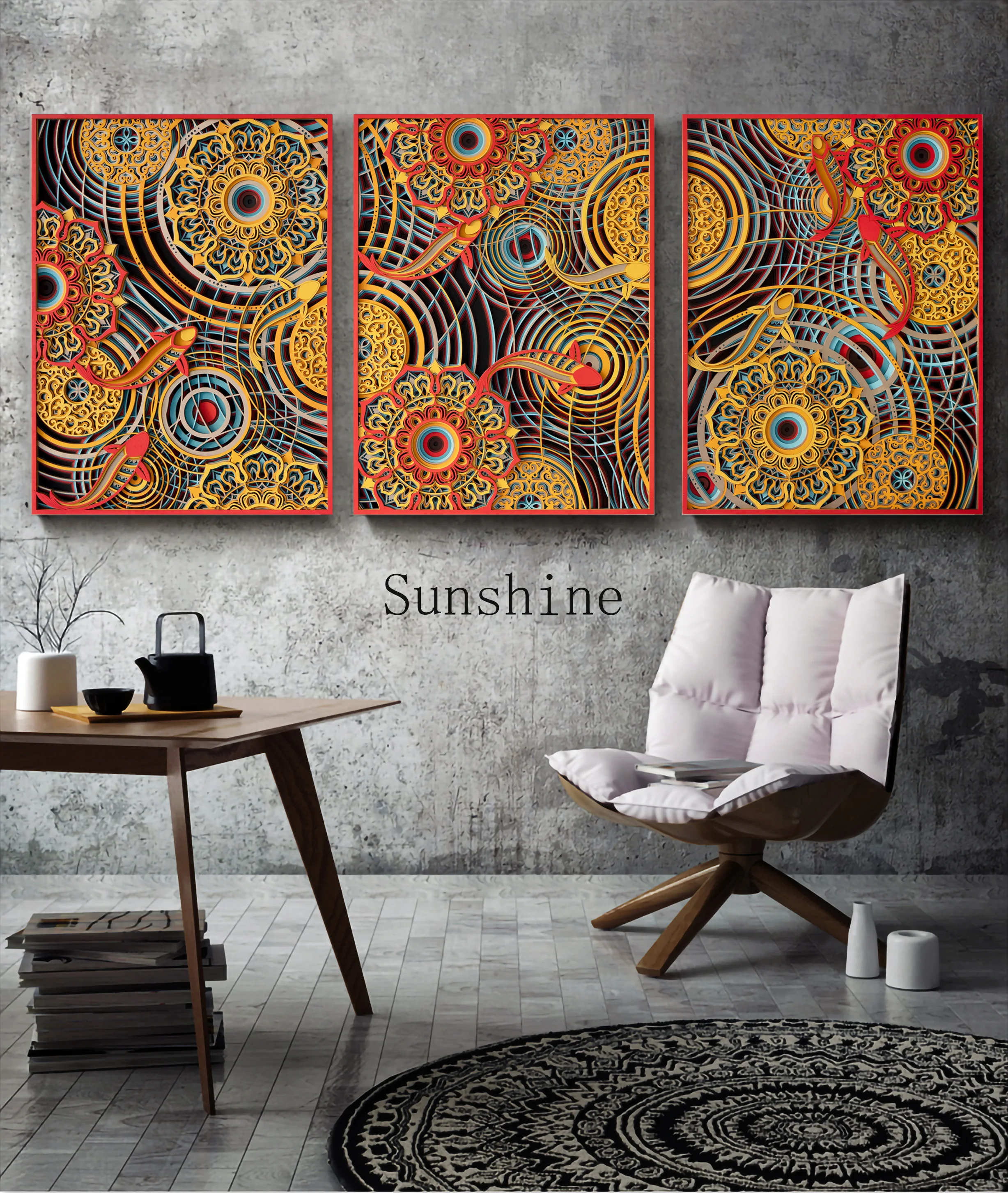 Новое китайское украшение для входной стены Hongyun Koi креативная трехмерная