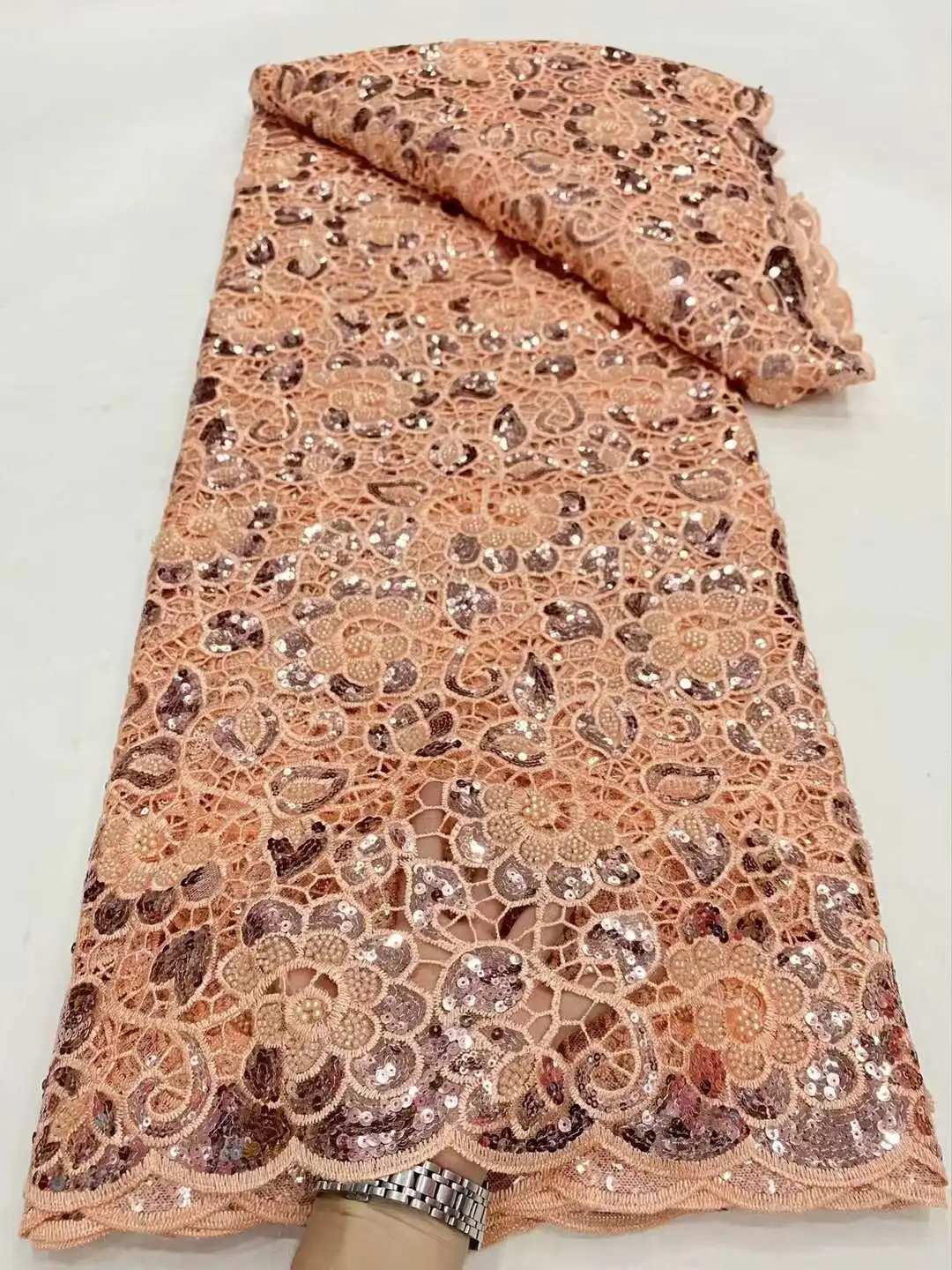 Новейшая нигерийская кружевная ткань из гипюра 2024 Высококачественная