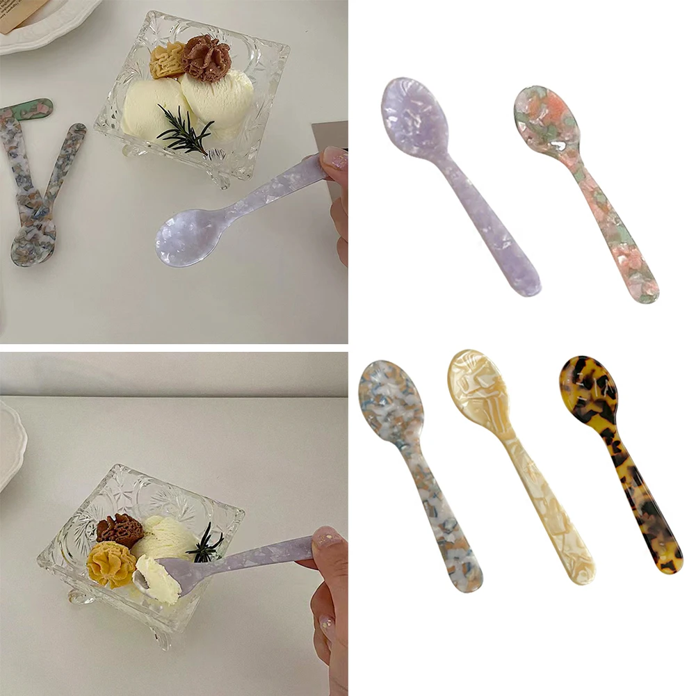 

Original Ins Style French Dessert Spoon Jam Butter Knife Tableware Plastic Spoon Cute Tableware Vintage Delicate Pattern Spoon