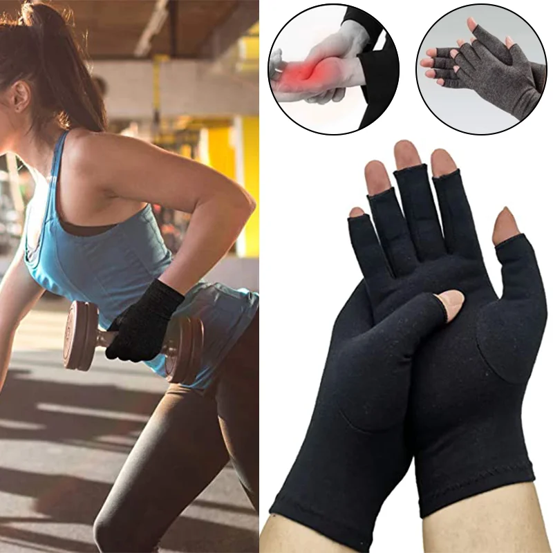 

1Pair Half Finger Fingerless Gloves Ultralight Elastic Joint Pain Relief Arthritis Compression Touch Screen Winter Warm