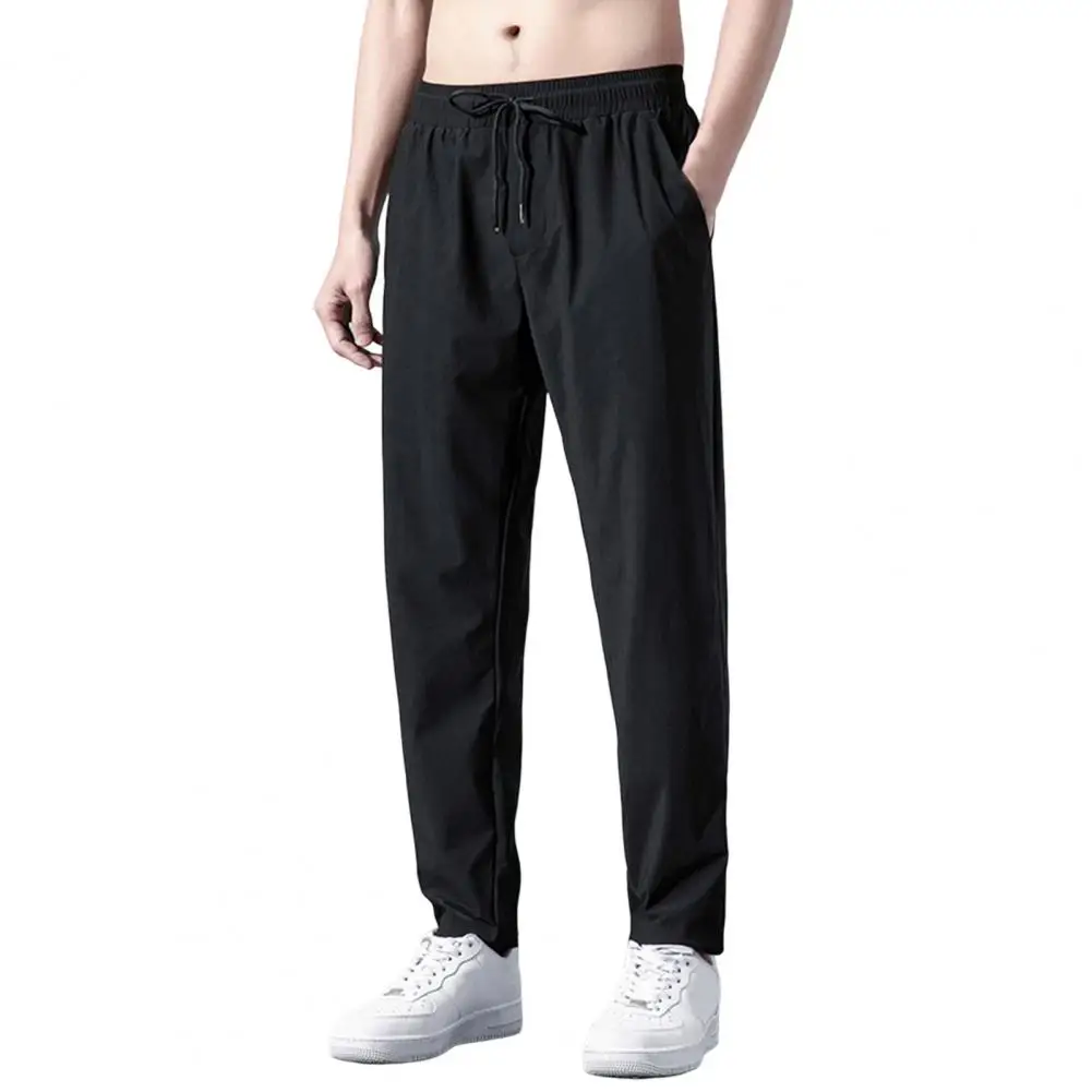 

Men Sweatpants Drawstring Coldproof Korean Style Plush Lining Ankle Tied Pants for Jogging Korean Style Trousers Streetwear