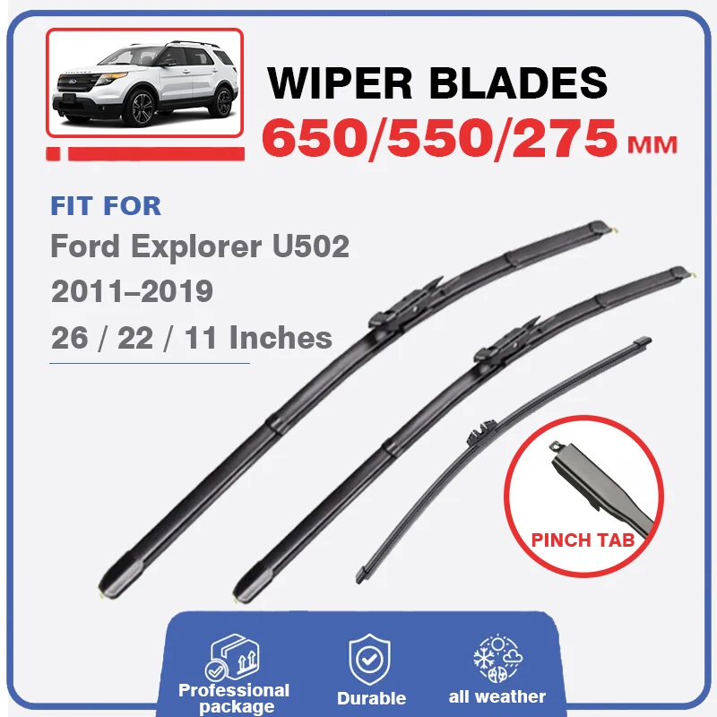 

Front Rear Windshield Windscreen Wiper Blades For Ford Explorer 3 MK3 U502 2011 - 2019 Window 26"22"11" 2012 2013 2014 2015 2016