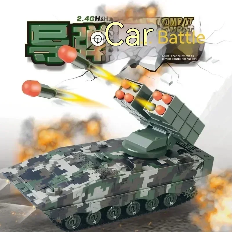 Фото Игрушечный автомобиль с дистанционным управлением, радиоуправляемый 2,4 г, ракетный автомобиль, танк, стрельба, модель пули, военная военная электронная звуковая игрушка в подарок №4