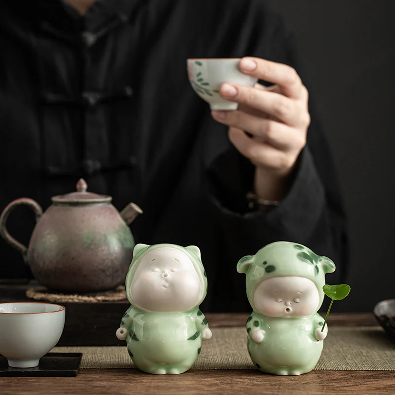 Креативные керамические маленькие украшения милые животные фигурки