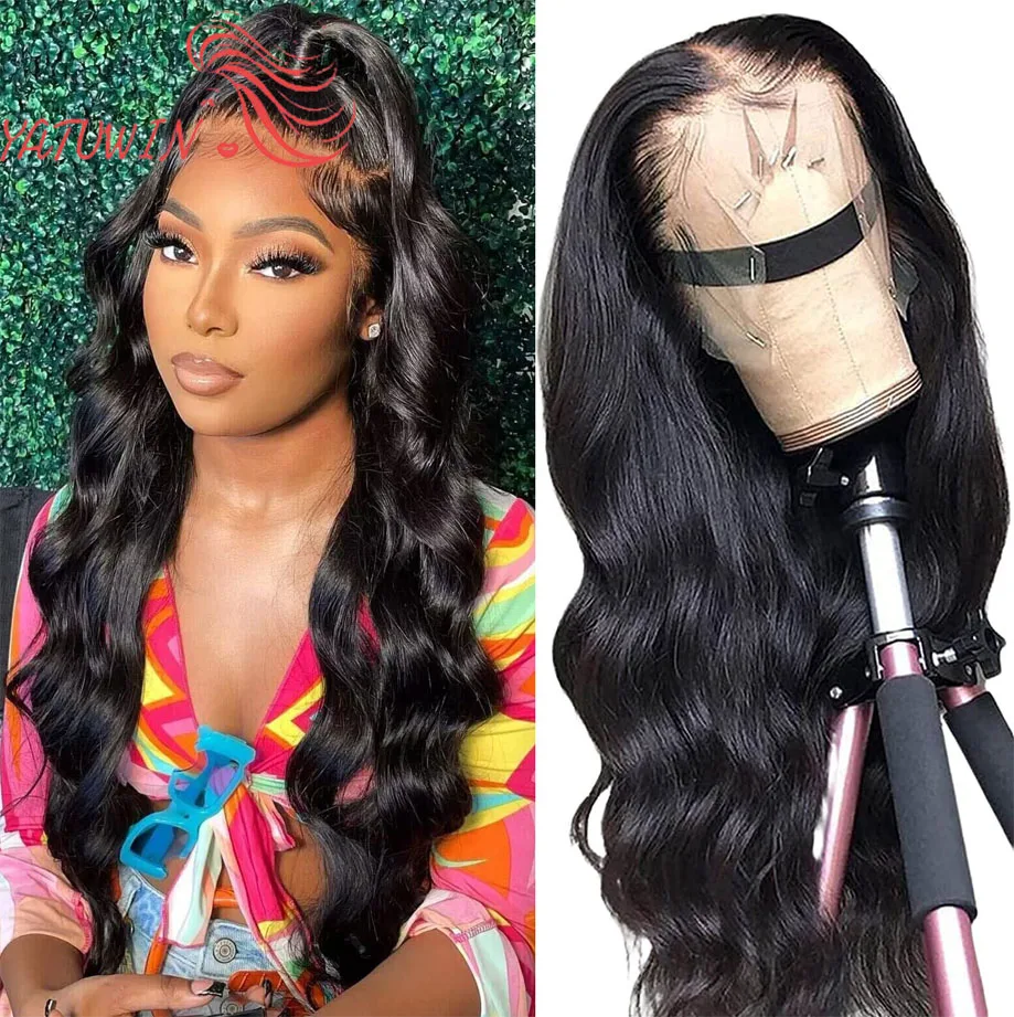 

YATUWIN бразильский Волнистый парик на сетке спереди 100% человеческие волосы парики для женщин предварительно выщипанные Remy 13x4 парик на сетке плотность 180%