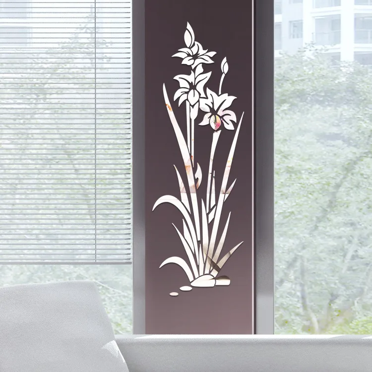 

Акриловые 3D наклейки на стену в виде цветка, «сделай сам», Орхидея, спальня, крыльцо, гостиная, фоновые украшения, зеркальные наклейки, накле...