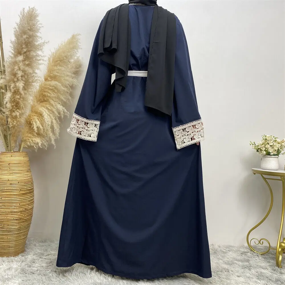 Ramadan Eid Abaya Women Muslim Lace Long Sleeve Dress Maxi Dubai Turkey Robe Arab Kaftan Islam Femme Kimono Cardigan Musulman