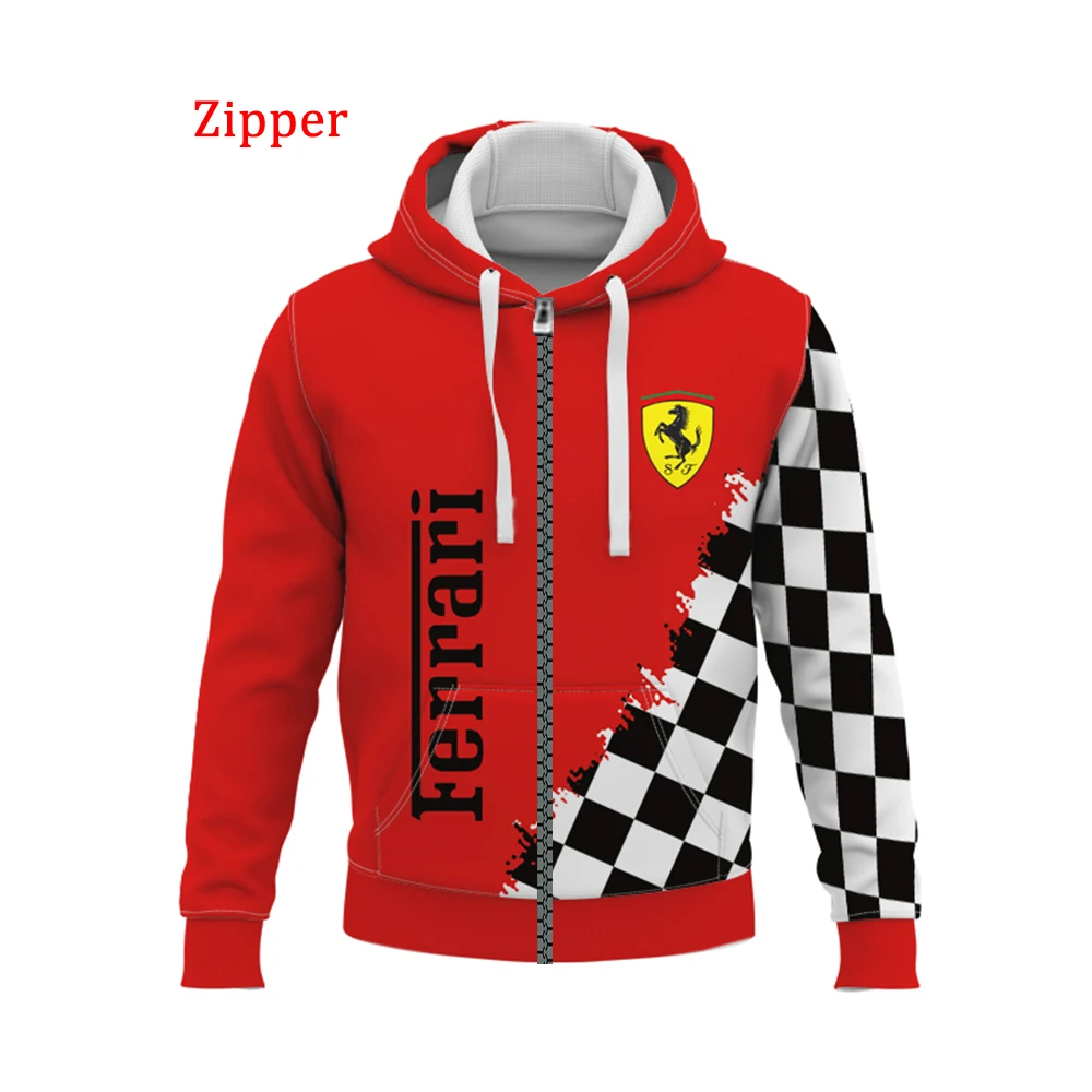 

F1 primavera e outono impressão 3d ferrari-um logotipo moletom com capuz ao ar livre correndo moda pulôver moletom