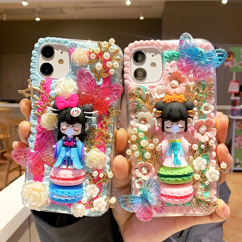 

Новый чехол с изображением Феи древней красоты для iPhone 13/12/11 pro max 3D Девушка Бабочка самодельный кремовый чехол милый чехол для телефона XS MAX XR...